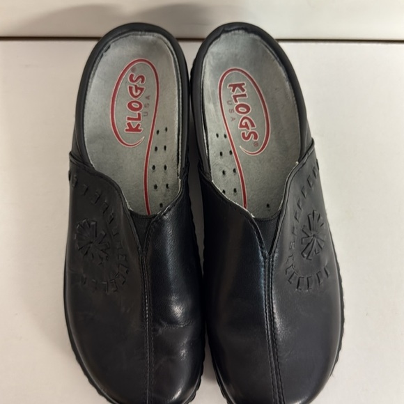 KLOGS PORTOFINO BLACK LEATHER SLIP RESISTANT PLATFORM CLOGS COMFORT FOOTBED SZ 7 - Picture 3 of 11